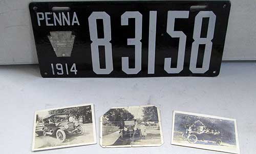 1917 License Plate with photos of the car