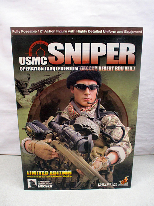 image of Hot Toyz USMC Sniper 12-Inch Action Figure, Desert BDU Version