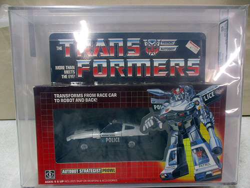 image of Transformers G1 Prowl Action Figure in Original Packaging AFA graded