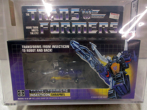 image of Transformers G1 Insecticon Shrapnel in Original Packaging AFA graded