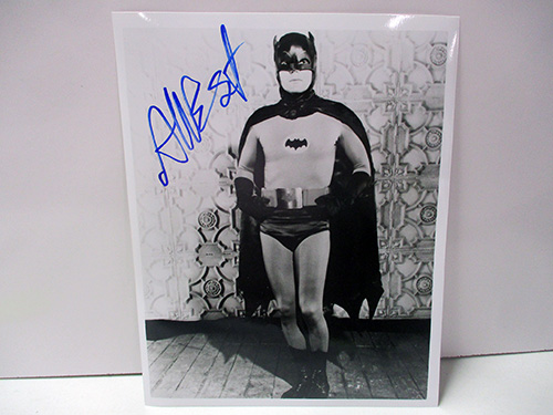 image of Adam West Signed Black-and-White Batman Photograph