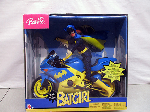 image of Barbie Batgirl with Motorcycle in Original Packaging