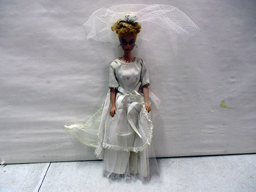 image of Vintage 1960's Barbie Bride Doll in White Gown with Veil