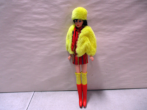 image of Barbie Doll with Yellow Faux Fur Outfit