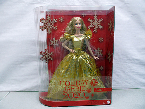image of Mattel Holiday Barbie 2020 in Gold Dress