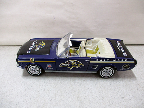 image of Danbury Mint Ford Mustang Baltimore Ravens Die-Cast Convertible Car Collectible