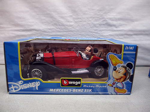 image of 1:18 scale die-cast Bburago Disney Mickey's Mercedes Benz SSK