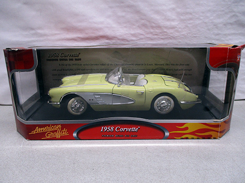 image of American Grafitti Die-Cast 1958 Corvette Convertible Model in Box