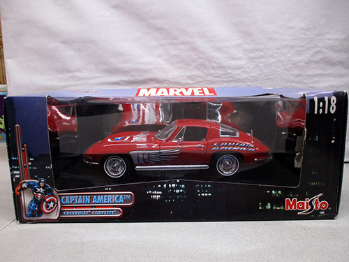 image of Maisto 1:18 Captain America Corvette Die-Cast Model