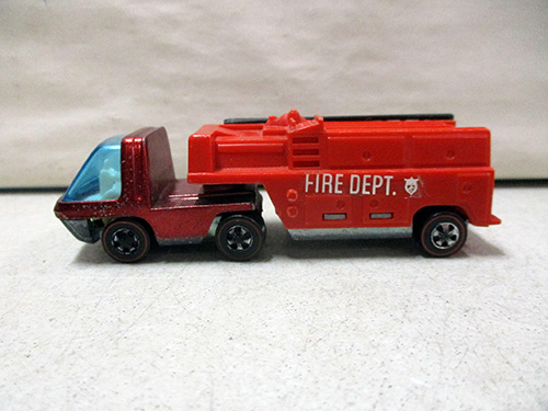 image of Hot Wheels Redline Red Fire Department Toy Truck with Fire Hose