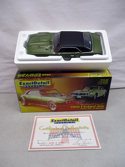 image of Exact Detail 1:18 1968 Pontiac Firebird Diecast Green