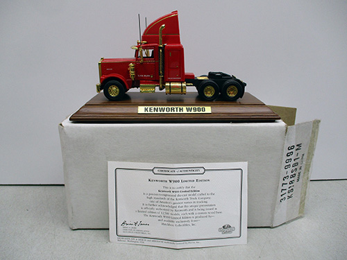 image of Matchbox Kenworth W900 die-cast truck model with certificate