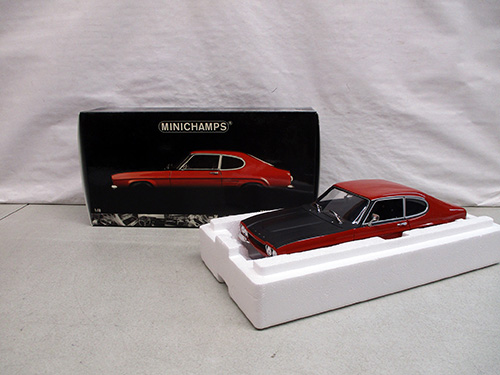 image of Minichamps Red and Black Ford Capri Model Car