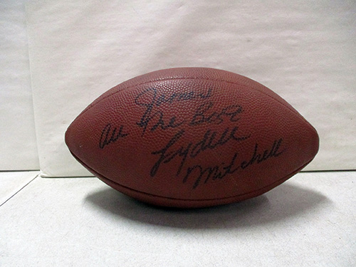 image of Johnny Unitas, Lydell Mitchell Autographed Football Featuring Multiple Signatures