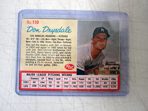 image of 1963 Post Cereal Don Drysdale #110 Baseball Card