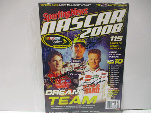 image of Sporting News NASCAR 2008 Magazine signed by Johnson, Earnhardt Jr and Gordon