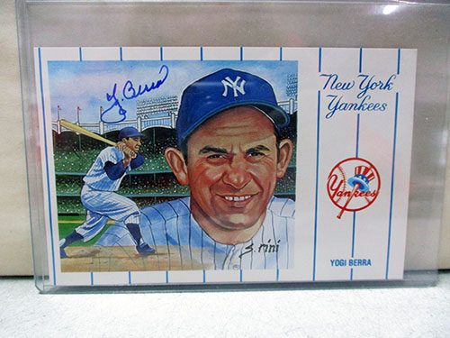 image of Yogi Berra Signed New York Yankees Postcard