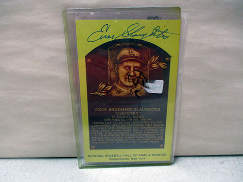 image of Signed Enos Slaughter Baseball Hall of Fame Plaque Postcard