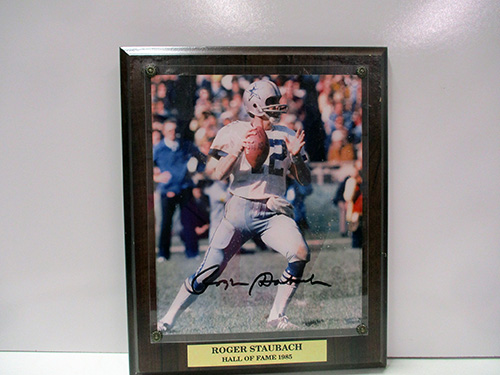 image of Autographed Roger Staubach Plaque
