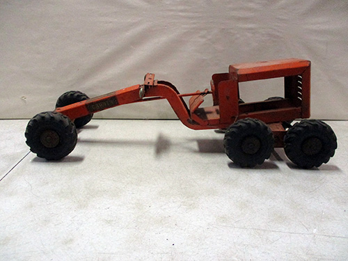 image of Structo Pressed Steel Toy Road Grader with Six Wheels