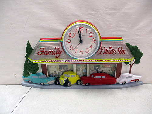 image of Family Drive-In Wall Clock with Cars Design