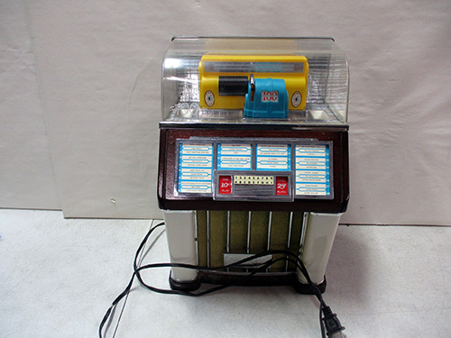 image of Retro-Style Mini Jukebox Music Player with Lights