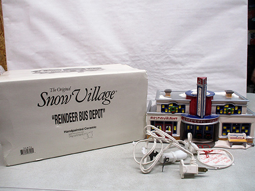 image of Department 56 Snow Village Reindeer Bus Depot