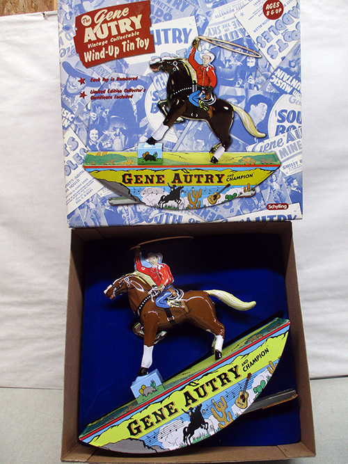 image of Gene Autry Champion Wind-Up Tin Toy with Box