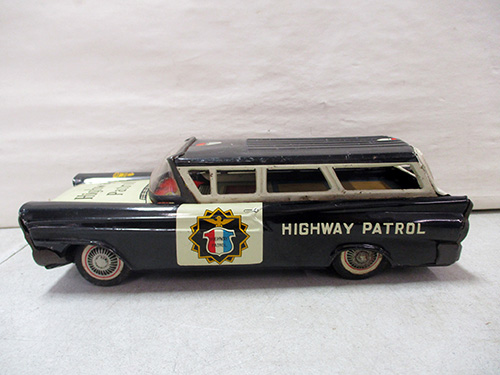 image of Tin Highway Patrol Car Toy with Lithograph Details