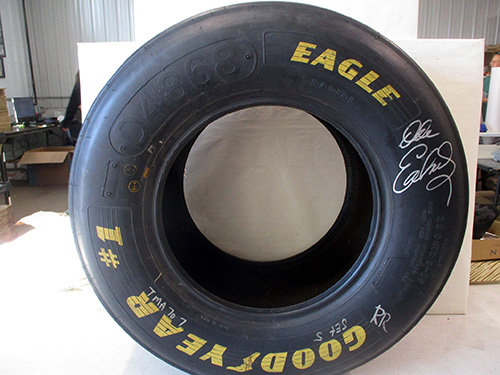 image of Dale Earnhardt Signed Goodyear Eagle NASCAR Race Tire