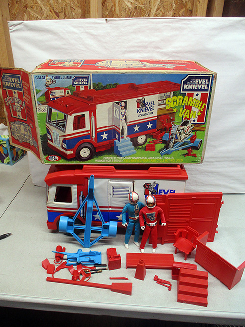 image of Ideal Evel Knievel Scramble Van Playset with Figures