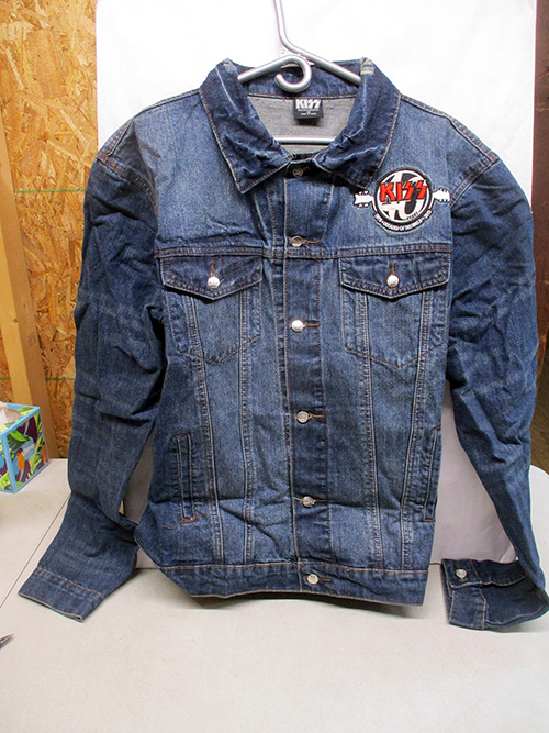 image of Kiss Mens Denim Jacket With Embroidered Patch