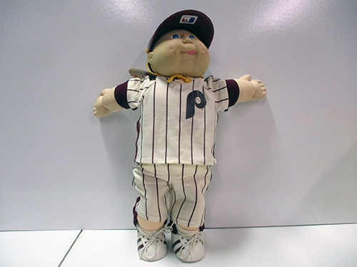 image of Cabbage Patch Doll in Phillies Baseball Outfit