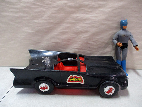 image of 1974 Mego Batman Toy Car with Figure and Accessories