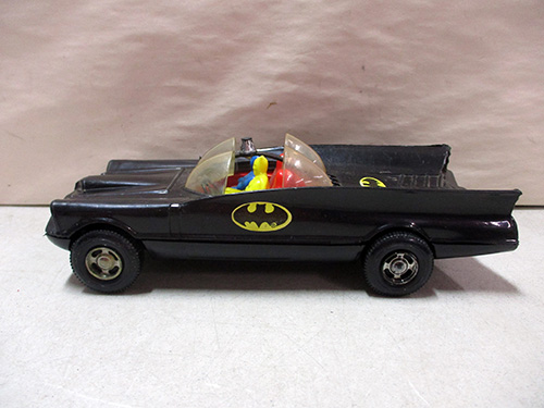 image of Simms Batman Black Plastic Batmobile Toy With Figures