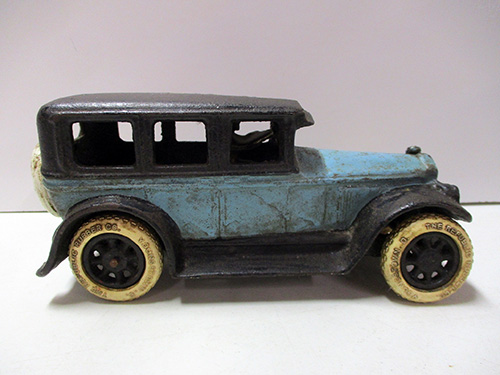 image of Cast Iron Toy Car with Blue and Black Finish